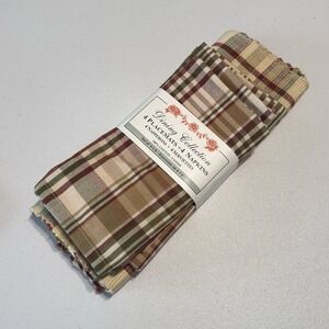New Dining Collection Rosemary Check Country Plaid‎ Set of 4 Placemats Napkins